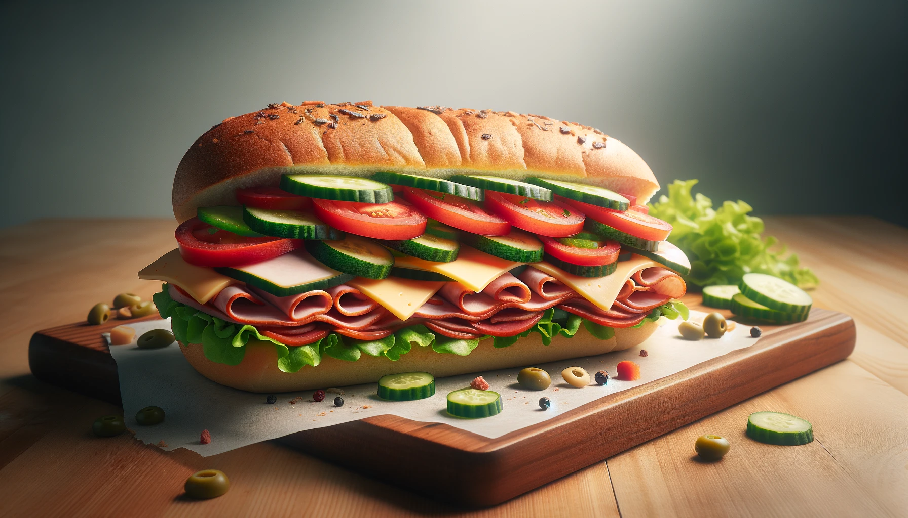 Subway sandwich with random ingredients